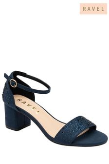 Ravel Blue Ankle Strap Block Heel Diamante Sandals (690033) | OMR36