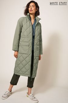 White Stuff Green Lorena Quilted Coat