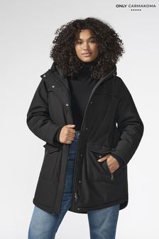 ONLY Curve Black Technical Parka Coat With Faux Fur Lining (690243) | €90