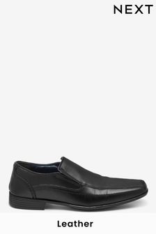 Black Regular Fit Leather Panel Slip-On Shoes (690254) | SGD 59 - SGD 69
