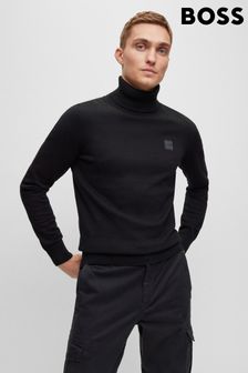BOSS Black Roll Neck Cotton Knitted Jumper With Cashmere (690339) | 733 QAR