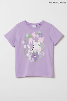 Hellviolett - Polarn O. Pyret T-Shirt mit Einhornmotiv aus Bio-Baumwolle, rosa (690345) | 22 €