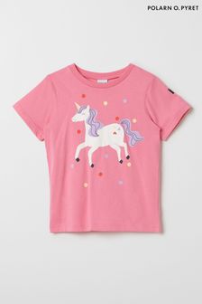 Polarn O Pyret Pink Organic Cotton Unicorn Print T-Shirt (690441) | €20