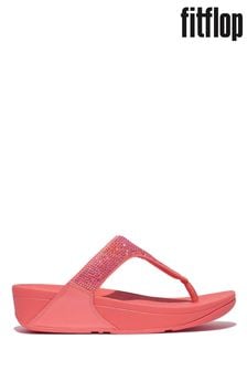 Fitflop Pink Lulu Crystal Embellished Toe Post Sandals (690478) | 477 LEI