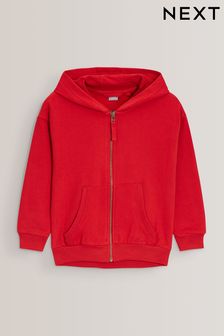 Red Cotton Rich Zip Through Football Hoodie (3-16yrs) (690948) | AED58 - AED82