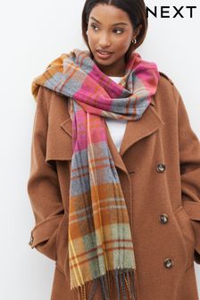 Bright Pink Check Midweight Scarf (690949) | kr290