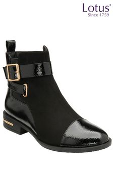 Lotus Black Zip-Up Ankle Boots (691008) | $94