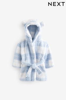 Blue Check Bear Ears Fleece Dressing Gown (9mths-12yrs) (691336) | €18 - €22
