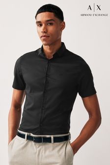 Armani Exchange Stretch Short Sleeve Black Shirt