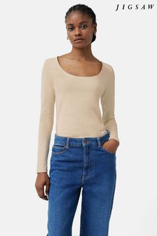 Jigsaw Cream Double Front Ballet Neck T-Shirt (691454) | ₪ 182
