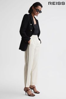 Reiss Cream Theo Taper Tapered Fit Side Stripe Trousers (691549) | €186