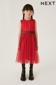 Red Mesh Tie Back Party Dress (3-16yrs) (691563) | 39 € - 48 €
