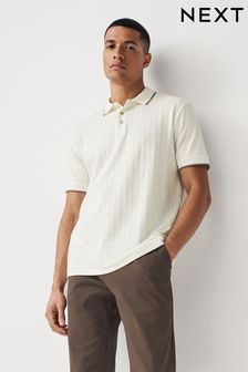 Ecru Textured Polo Shirt (691583) | AED125