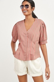 Blouse rayée à manches ballon