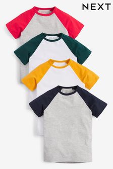Multi 4 Pack Short Sleeve Raglan T-Shirts (3-16yrs) (692645) | €15 - €30
