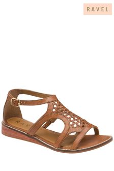 Ravel Brown Leather Wedge Sandals (692809) | AED360