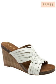 Ravel Leather Mule Wedges Sandals