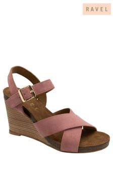 Ravel Pink Leather Wedge Sandals (692852) | LEI 418