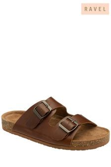 Ravel Brown Leather Toe Post Sandals (692873) | $77