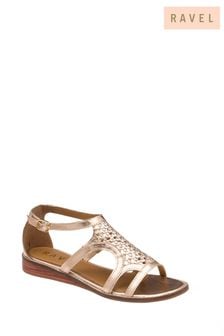 Ravel Gold Leather Wedge Sandals (692884) | 100 €