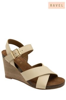 Ravel Nude Leather Wedge Sandals (692955) | AED388