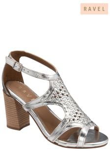 Ravel Silver Leather Heeled Sandals (693037) | $127