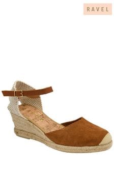 Ravel Brown Ankle Strap Wedge Espadrilles (693159) | AED416