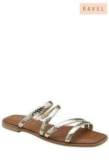 Ravel Silver/Brown Flat Strappy Mule Sandals (693197) | kr779