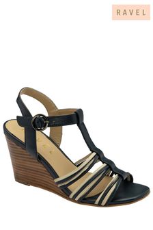 Ravel Blue Leather Wedge Sandals (693286) | $127