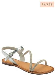 Ravel Silver Flat Leather Sandals (693385) | €60
