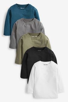Black/White 5 Pack Long Sleeve T-Shirts (3mths-7yrs) (693467) | €22 - €26