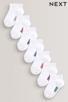 White - 7 Pack Cotton Rich Trainer Socks (693519) | KRW9,900 - KRW13,100