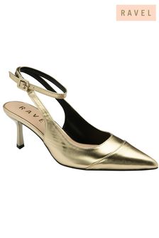 Ravel Gold Pointed Toe Court Shoes (693555) | kr844