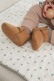 Tan Brown Warm Lined Baby Pull On Boots (0-2mths) (693622) | $16 - $18