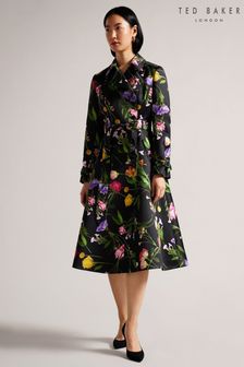 Ted Baker Moiraa Printed Double Breasted Black Trench Coat (693927) | €415