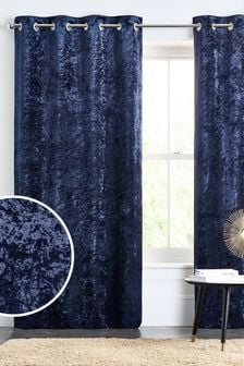 Navy Blue Crushed Velvet Eyelet Lined Curtains (694048) | €29 - €58