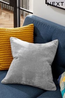 Mid Grey Soft Velour Large Square Cushion (694363) | AED66