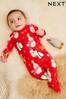 Red Christmas Baby Sleepsuit (0mths-2yrs) (694407) | €10 - €11