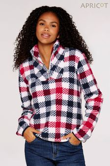 Apricot Red & Navy Graphic Check Fleece Zip Jumper (694938) | SGD 58