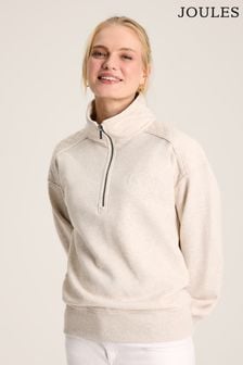 Beige meliert - Joules Racquet Sweatshirt aus Baumwolle mit kurzem Reißverschluss (694965) | 86 €
