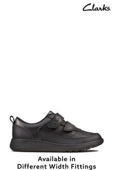 Clarks Black Multi Fit Leather Scape Flare Kids Shoes (695299) | kr880