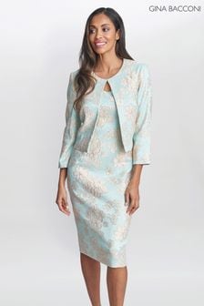 Gina Bacconi Blue Julie Jacquard Shift Dress and Bolero (695416) | $626