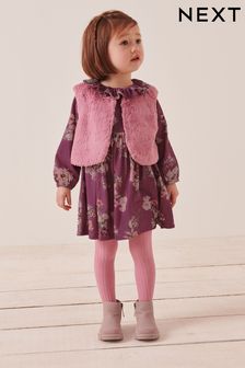 Purple Faux Fur Dress and Gilet Set (3mths-7yrs) (695522) | €27 - €30