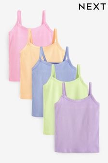 Multi Pastel Pastel Rib Cami Vest 5 Pack (2-16yrs) (695712) | $26 - $36