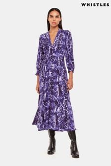 Whistles Purple Glossy Leopard Midi Dress (695916) | €79