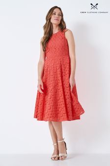 Красное хлопковое платье-трапеция с принтом Crew Clothing Company (696042) | €108