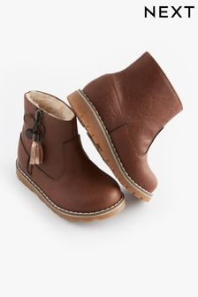 Tan Brown Standard Fit (F) Warm Lined Tassel Detail Zip Boots (696310) | €25 - €30