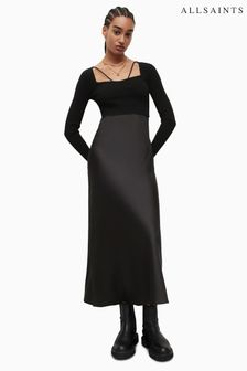 AllSaints Black Short Sleeve Sassi Dress (696643) | OMR113