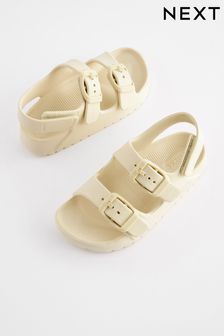 Buttermilk White Double Buckle Ankle Strap EVA Sandals (696803) | KRW17,100 - KRW23,500