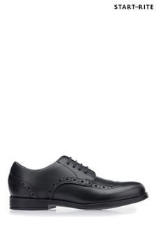 Pantofi de școală Start-rite Pri Brogue negri din piele cu șiret (696831) | 298 LEI